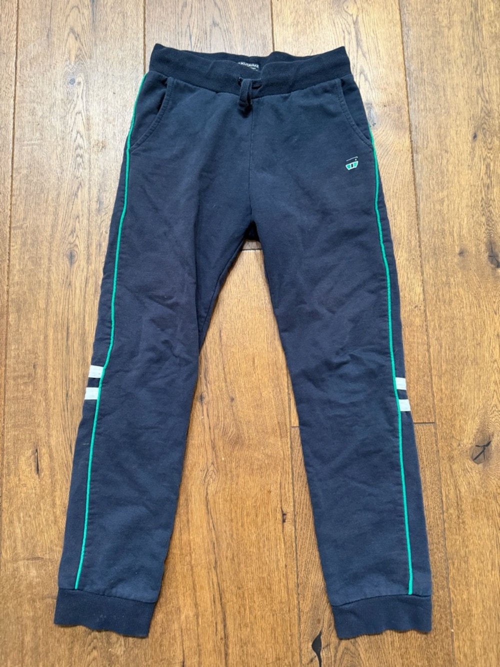 Kids Navy Jogger Pants with Green Trim